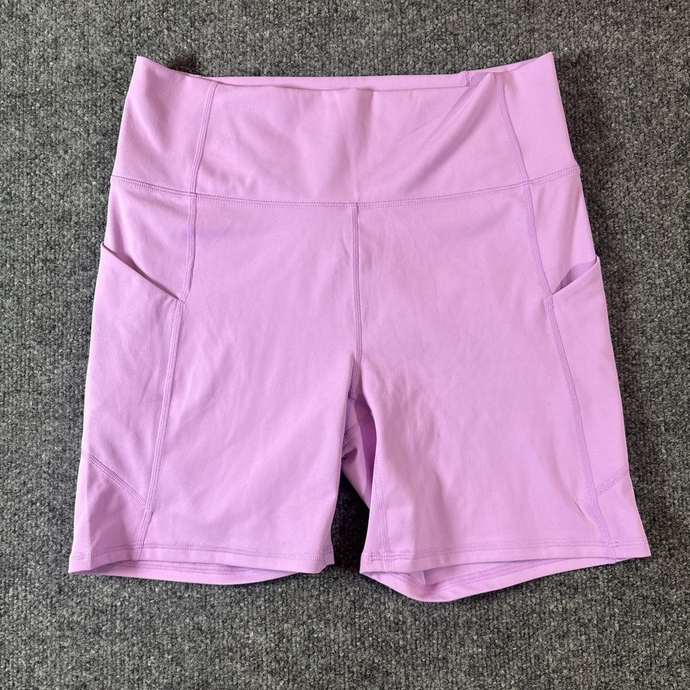 Fabletics PureLuxe Women's Purple Athletic Shorts 8" Inseam Pull On Stretch
